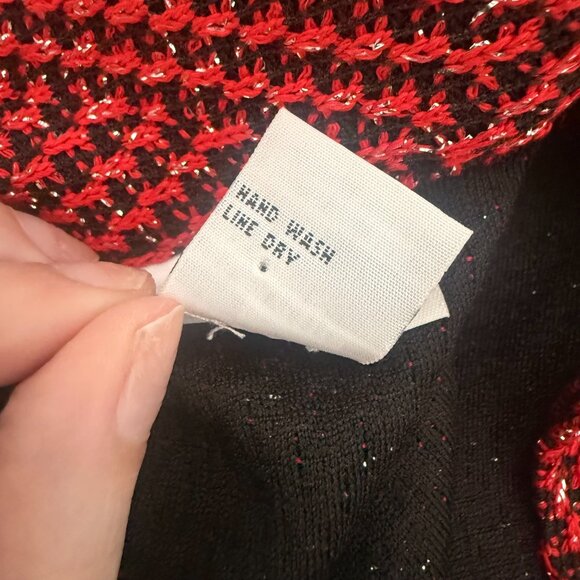 Alfred Dunner Petite Red & Black Metallic Knit Zip-Front Jacket | Size 12P - Picture 11 of 12